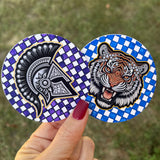 Checkered or Star Custom Mascot Button