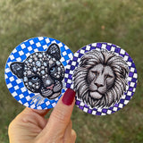 Checkered or Star Custom Mascot Button