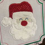 Wreath Card/Santa Embroidered